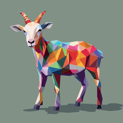 Obraz premium Colorful Low Poly Goat Vector illustration on isolated background
