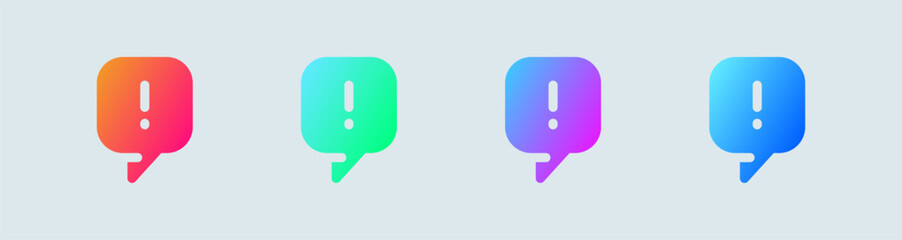 Issue solid icon in gradient colors. Problem signs vector illustration.