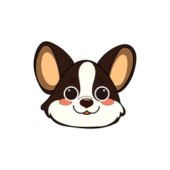 Kawaii Funny Corgi Dog Puppy Character Icon. Funny Cute Domestic Dog Animal Cartoon Doodle Element. Small Kawaii Fluffy Home Mascot. Positive Childish Decoration Symbol.	
