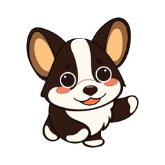 Kawaii Funny Corgi Dog Puppy Character Icon. Funny Cute Domestic Dog Animal Cartoon Doodle Element. Small Kawaii Fluffy Home Mascot. Positive Childish Decoration Symbol.	
