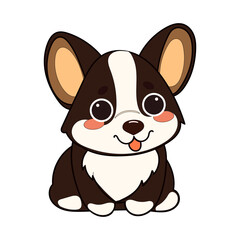 Kawaii Funny Corgi Dog Puppy Character Icon. Funny Cute Domestic Dog Animal Cartoon Doodle Element. Small Kawaii Fluffy Home Mascot. Positive Childish Decoration Symbol.	
