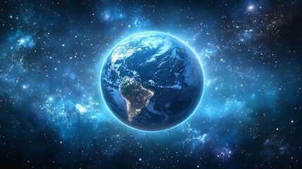 Obraz premium The Earth in space a blue night sky with stars