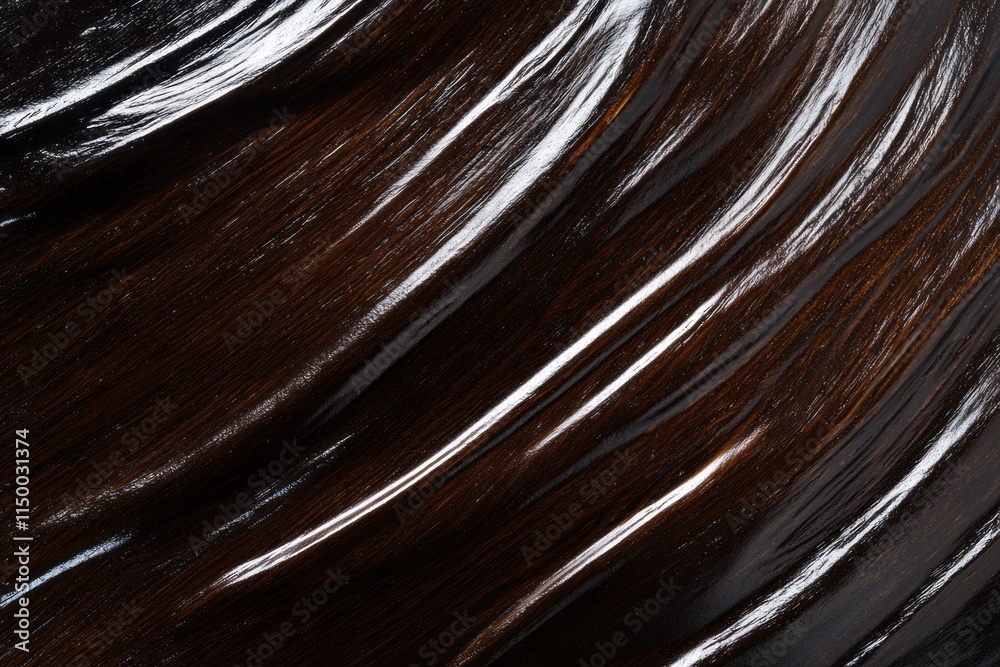 Poster glossy lacquered wood texture with deep dark tones ideal for design and decor projects