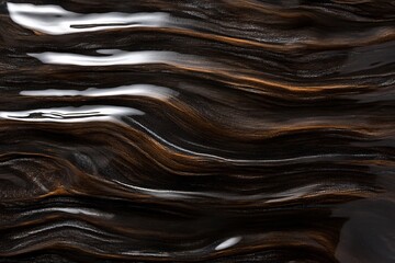 Obraz premium Glossy lacquered wood texture showcasing rich dark tones and subtle waves under soft light