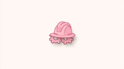 Fototapeta premium Pink Hard Hat Gears Engineering Construction Teamwork