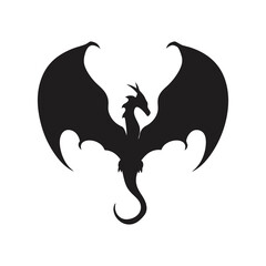 Epic Silhouette of a Dragon – Powerful Mythical Creature Vector Design