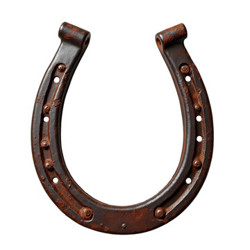 Old rusted horseshoe on black background