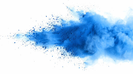 Vibrant Blue Powder Explosion Against a White Background