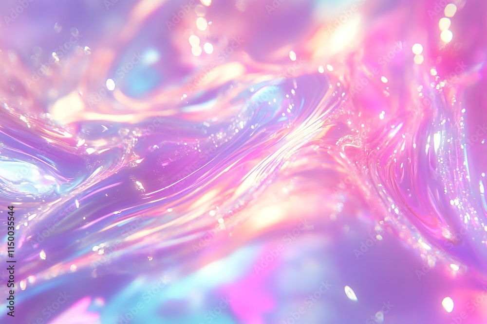 Poster Captivating texture of liquid holographic paint reflecting vibrant colors in a mesmerizing pattern