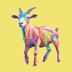 Colorful Low Poly Goat Vector illustration on isolated background