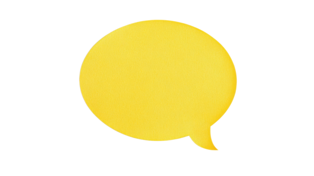 Yellow speech bubble, transparent background