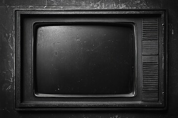 Vintage CRT television screen with static texture reflecting retro technology aesthetic and nostalgia