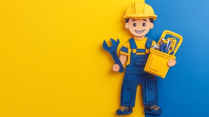 Happy Worker  Tools  Construction  Repairman  Paper Craft