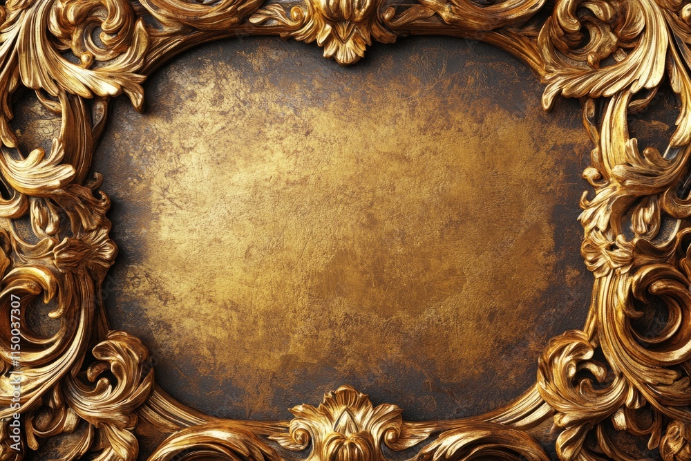 Aufkleber intricate ornate gold frame with detailed patterns and rich textures ready for artwork display