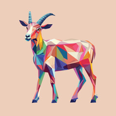 Obraz premium Colorful Low Poly Goat Vector illustration on isolated background