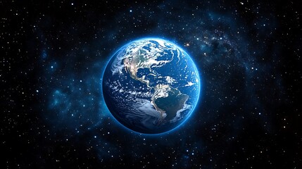 The Earth with blue lights from the city a dark sky galaxy space