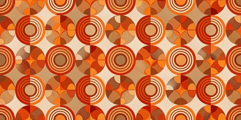 Fototapeta premium A seamless pattern of orange and brown concentric circles, creating a retro and geometric design