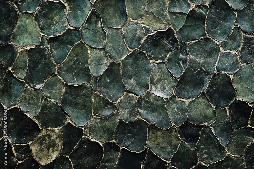 Poster dark green reptile skin texture showcasing detailed scales and natural patterns in a close-up view