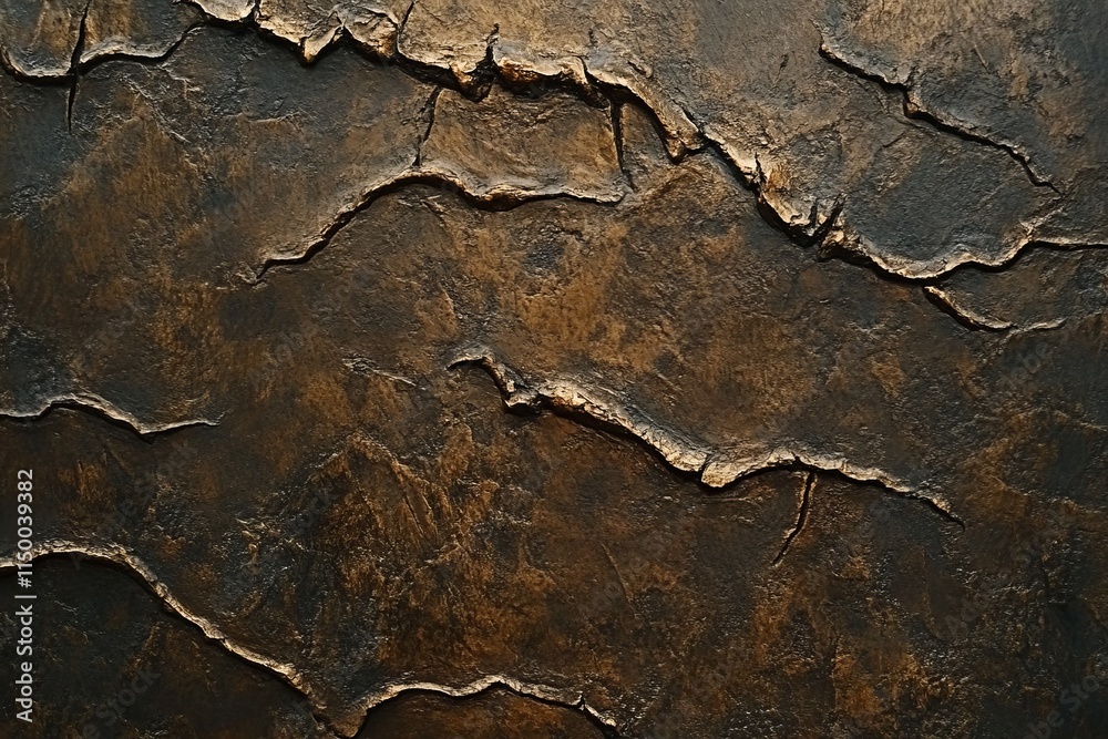 Poster rough oak bark texture with deep crevices showcasing natural patterns and earthy tones