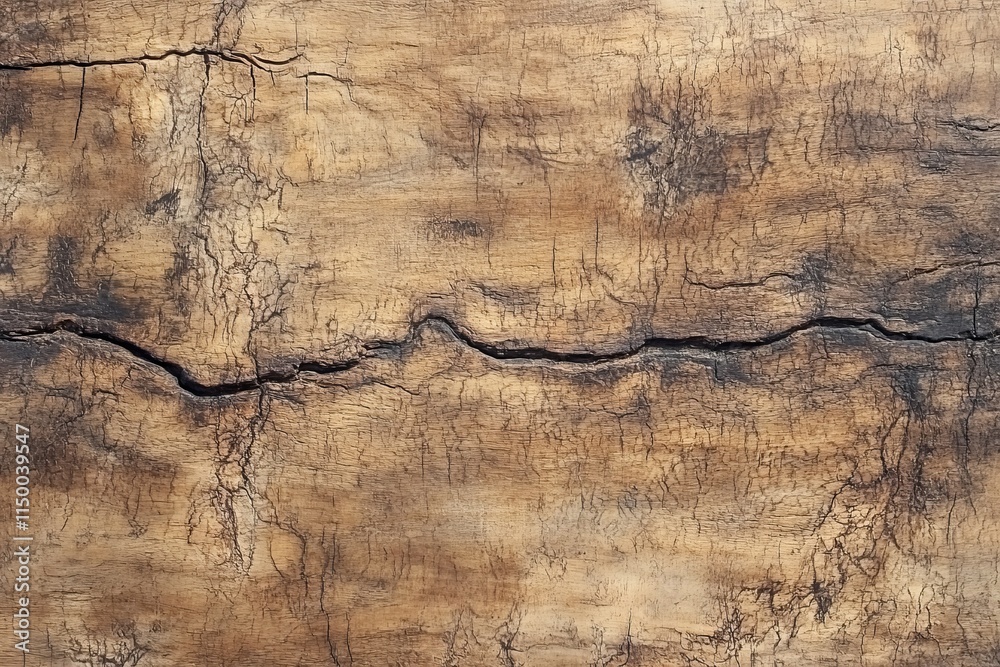 Poster detailed texture of rough oak bark highlighting deep crevices and natural patterns found in wooded a