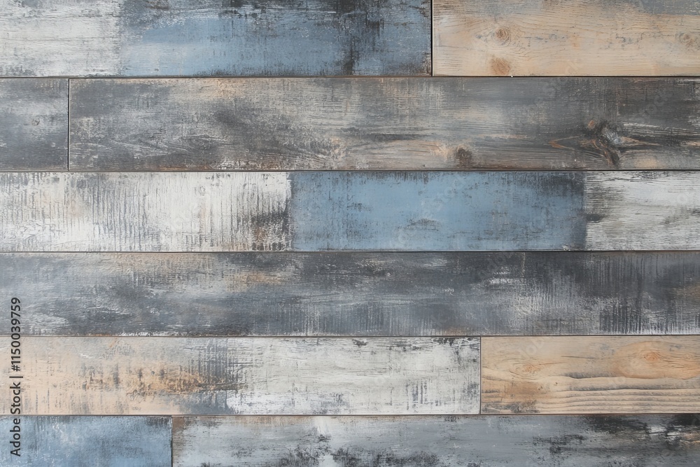 Aufkleber rustic barn wood texture with faded gray and subtle blue tones in a weathered design