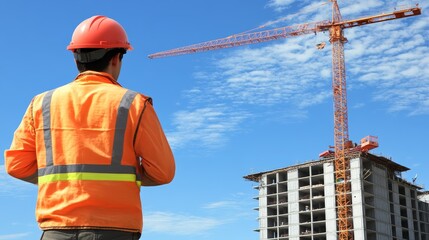 Construction Worker  Crane  Building  High Rise  Safety Helmet  Urban Development
