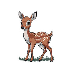 cute baby rein deer antlers animals icon vector art flat design illustrations