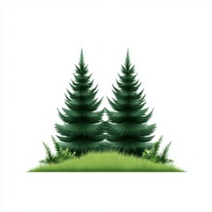 Fototapeta premium Lush green forest illustration natural scenic view simple art design tranquil environment vibrant perspective