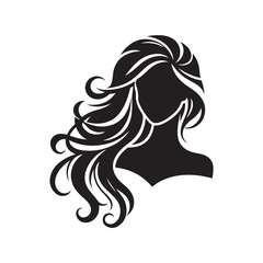 Black Color Woman Hairstyle silhouette design Vector Illustration, Solid White Background 45.eps