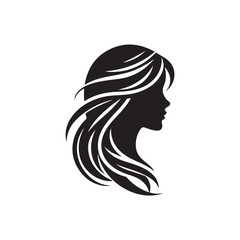 Black Color Woman Hairstyle silhouette design Vector Illustration, Solid White Background 48.eps