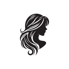 Black Color Woman Hairstyle silhouette design Vector Illustration, Solid White Background 51.eps