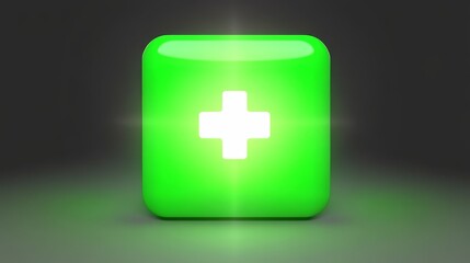 Obraz premium Glowing Green Medical Plus Icon