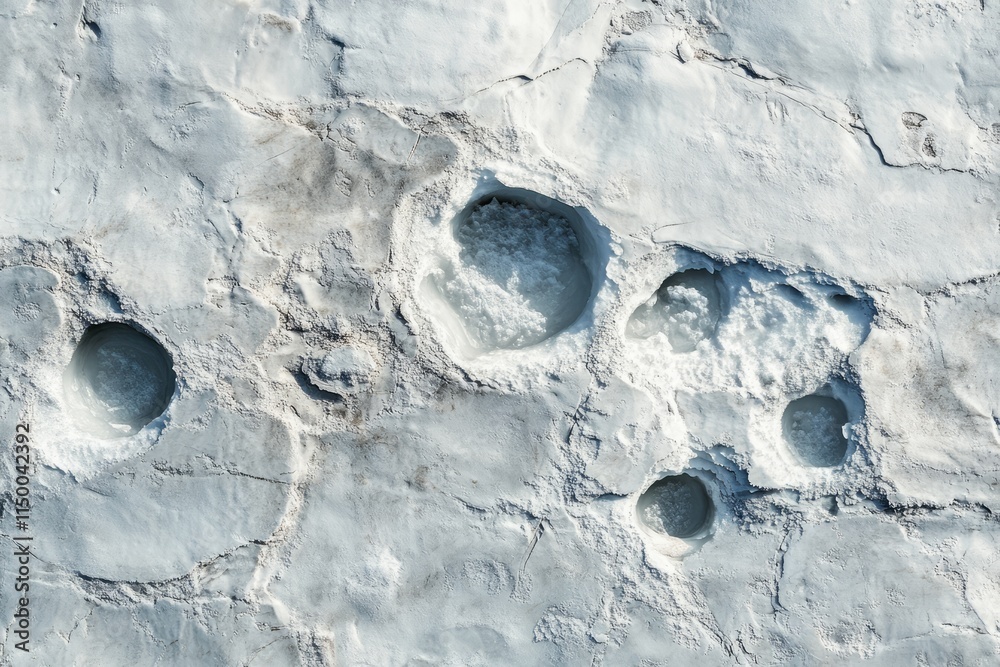 Poster Smooth ice surface texture with small air bubbles and trapped elements in natural formation