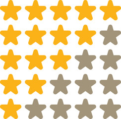 Customer experience icons from 1 to 5 star satisfaction rating. Flat vector icons on transparent background