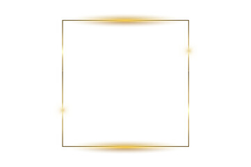 Golden Frame Bokeh Square. Elegant Golden Glitter Frame on Background for Luxurious Designs. Stylish Gold Sparkle Border with  Space for Text or Invitations