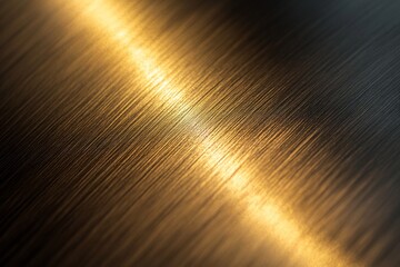 Naklejka premium Golden brushed metal texture with light reflection.