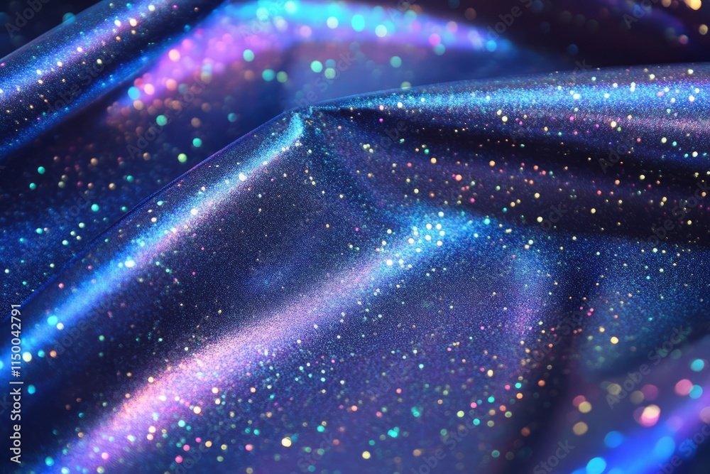 Poster Smooth shiny holographic paper displaying vibrant colors and sparkling textures in a captivating arrangement