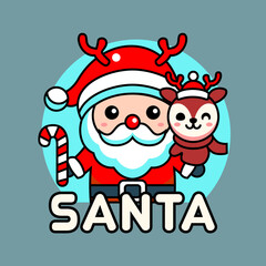 Vector cute santa and deer candy candle for illustration stock