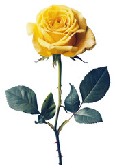 PNG Elegant yellow rose on stem