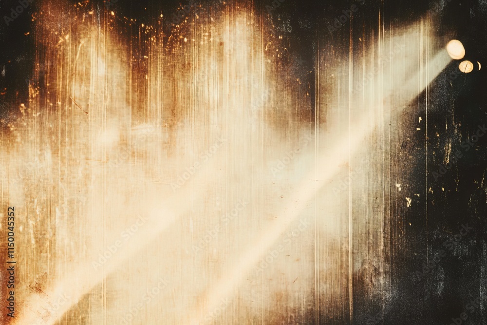 Poster Vintage film grain texture with light streaks creating a nostalgic atmosphere and dynamic visual interest