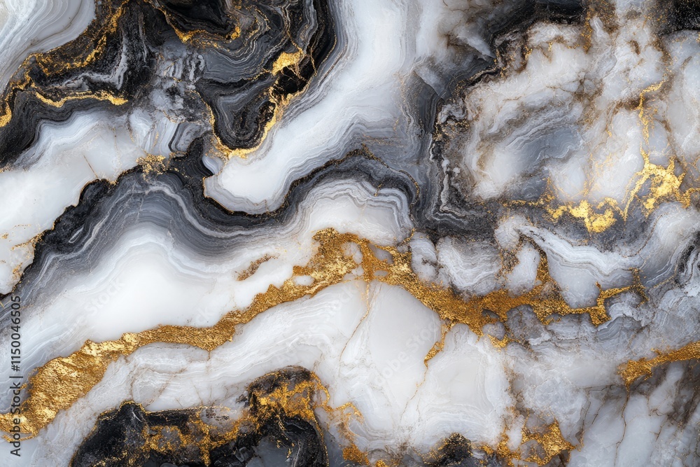 Aufkleber elegant white marble texture with striking gold veins throughout the surface creating a luxurious vi