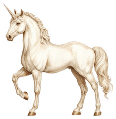 Obraz premium PNG An ancient greek Unicorn art illustrated drawing.