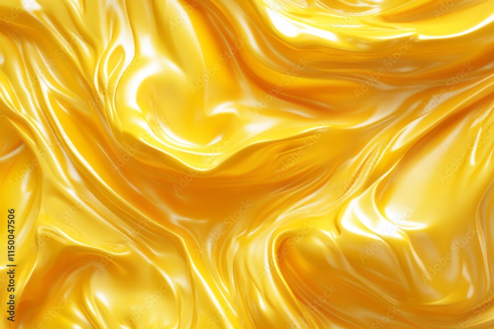 Aufkleber Vibrant and flowing yellow texture reminiscent of molten gold in a smooth, glossy surface creating a dynamic visual appeal
