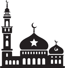 Mosque prayer silhouette vector
