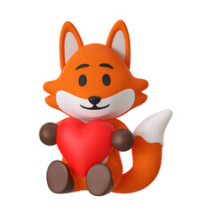Cute Fox Mascot Hug Love