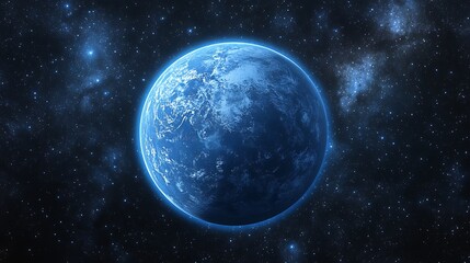 Naklejka premium The Earth with blue lights from the city a dark sky galaxy space