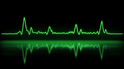 Green Heartbeat Pulse on Black Background