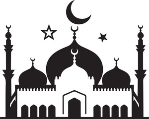 Mosque prayer silhouette vector