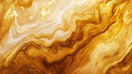 Golden Liquid Abstract Art 
