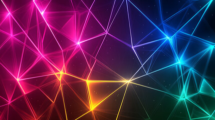 Fototapeta premium Abstract Neon Geometry: A vibrant and dynamic abstract background featuring a network of interconnected lines, forming a captivating web of light and color.